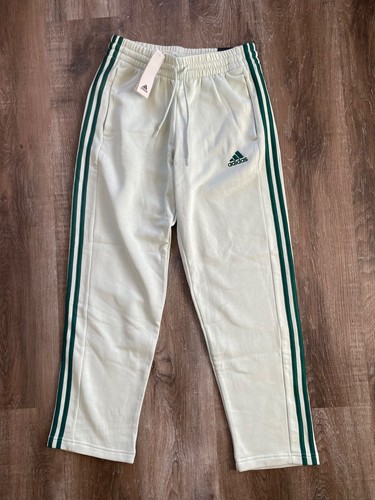 ADIDAS~NEW~Essentials 3 Stripes Open Hem Fleece Pants~Sz Medium~Linen Green~NWT