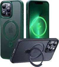 CASEKOO iPhone 13 Pro Max Case, Mag Invis Stand, Mil Prot, Green