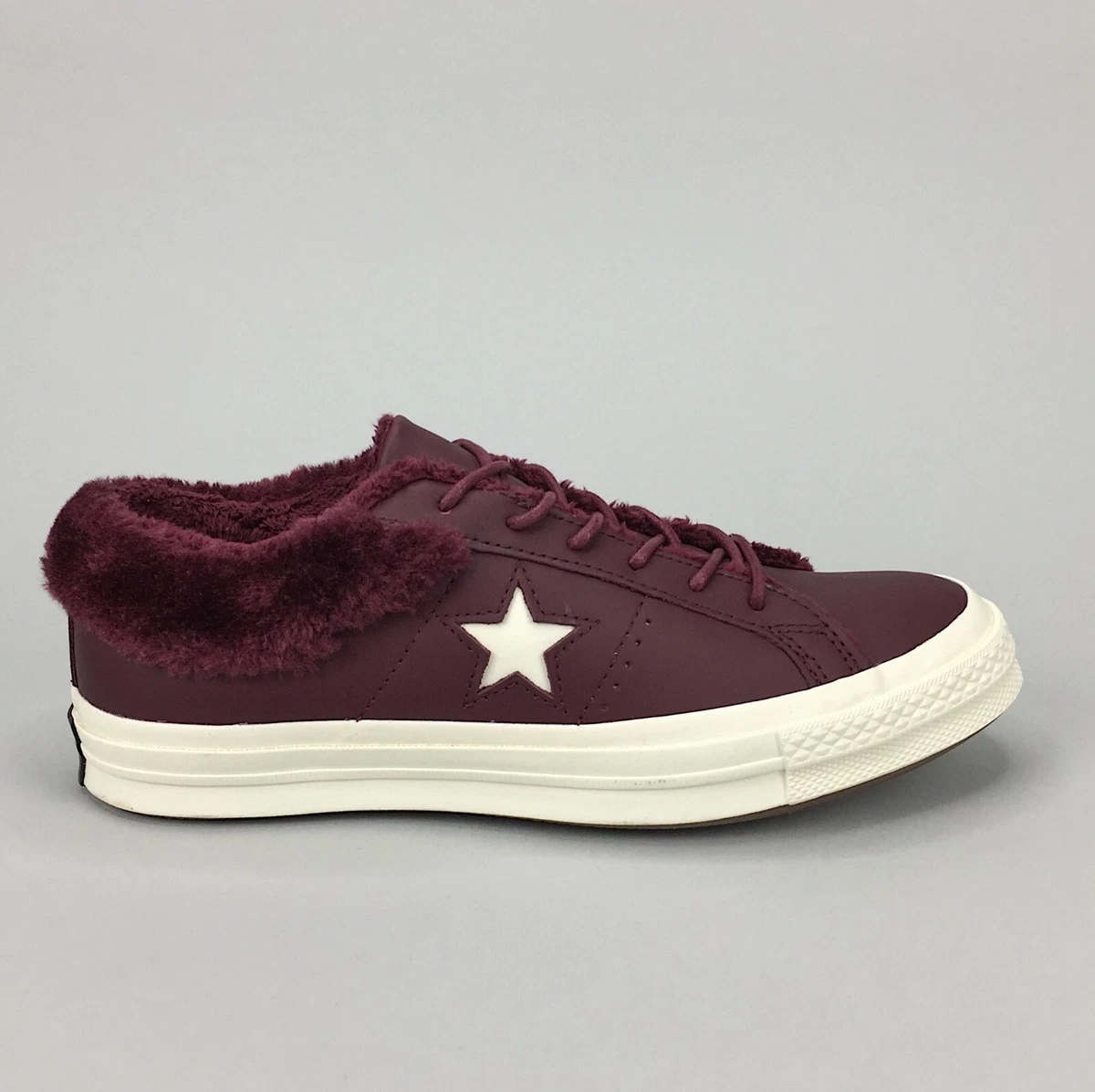 New Converse One Star Ox Shoe Size 8 Women s Burgundy White Fur