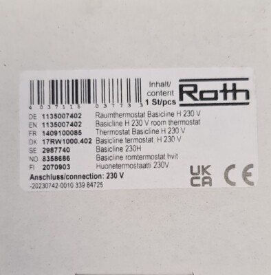 Roth Basicline H/230V Raumthermostat (1135007402)