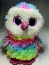 TY Beanie Boo Opal The Owl Plush Doll Justice Store Exclusive Blue Green Pink 7”