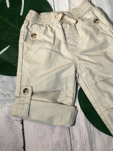 Janie and Jack Pants Linen/Cotton Adjustable Waist Zip Roll Cuff 12-18M - Picture 5 of 9