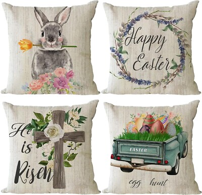 Easter Throw Pillow Covers-------24" x24"----Set of 4 Easter Pillow ...
