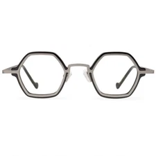 Geometric Glasses Hexagon Acetate Metal Eyeglasses Acetat Schwarz Brillenfassung