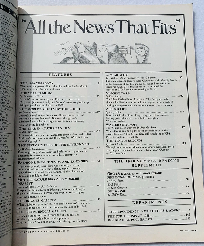 Vintage Rolling Stone Magazine, 1988 Annual Review Yearbook (426), VGC - Image 3 of 4