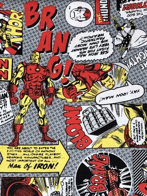 Iron Man Thor Pop Grey Fabric 100% Cotton 18x22 Fat Quarter