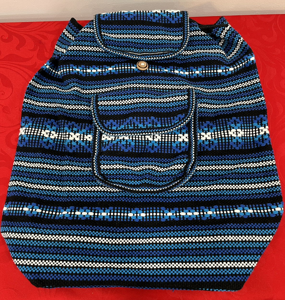 Woven Drawstring Multicolor Backpack made in Mexi… - image 1