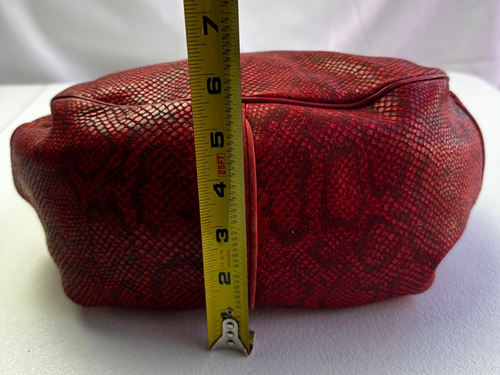 Vtg Sharif Purse Red Leather Snake Style Crossbody Shoulder Bag Snap Flap USA - Picture 18 of 21