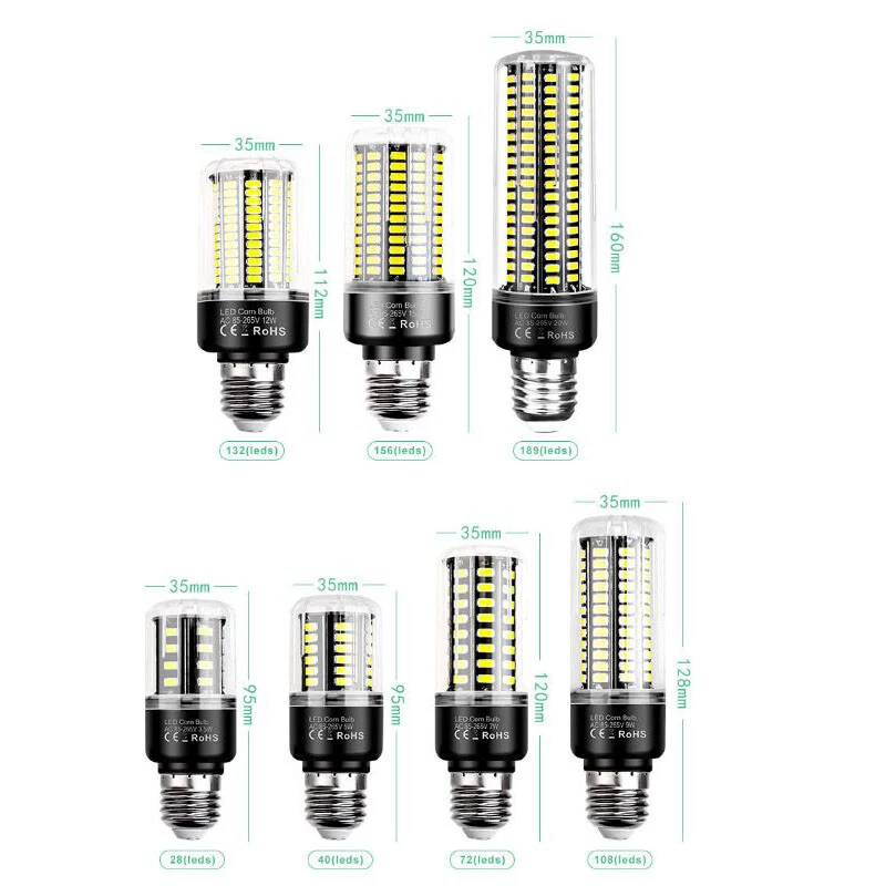 LED Corn Light Bulbs SMD5736 27 E14 Bulb Lamp Aluminum Radiator Lighting 5W-20W - Image 4 of 4