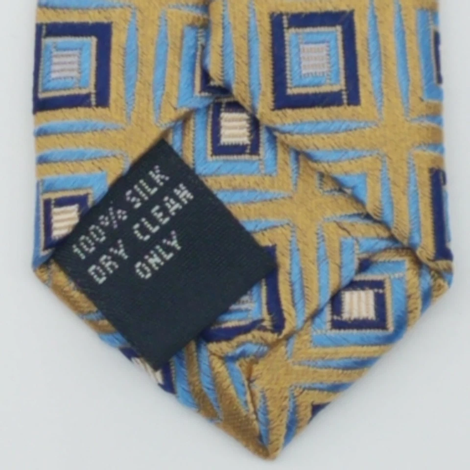Бирма Bibas шелковый галстук желтый черный геометрический 100% шелк - Изображение 4 из 4