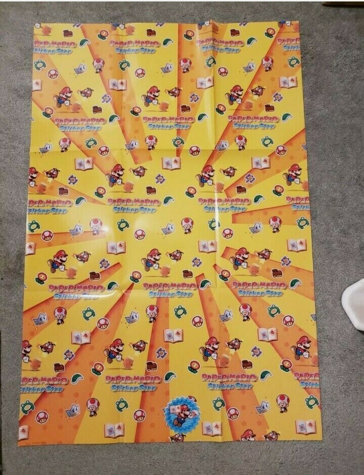 2 Sheets SUPER MARIO Bros Wrapping Paper Gift Wrap 2ft x 3 ft ea + Tag Nintendo