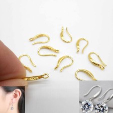 50-100PCS DIY Finding Gold Earring Smooth Hook Ear Wires For Design Crystal NEW