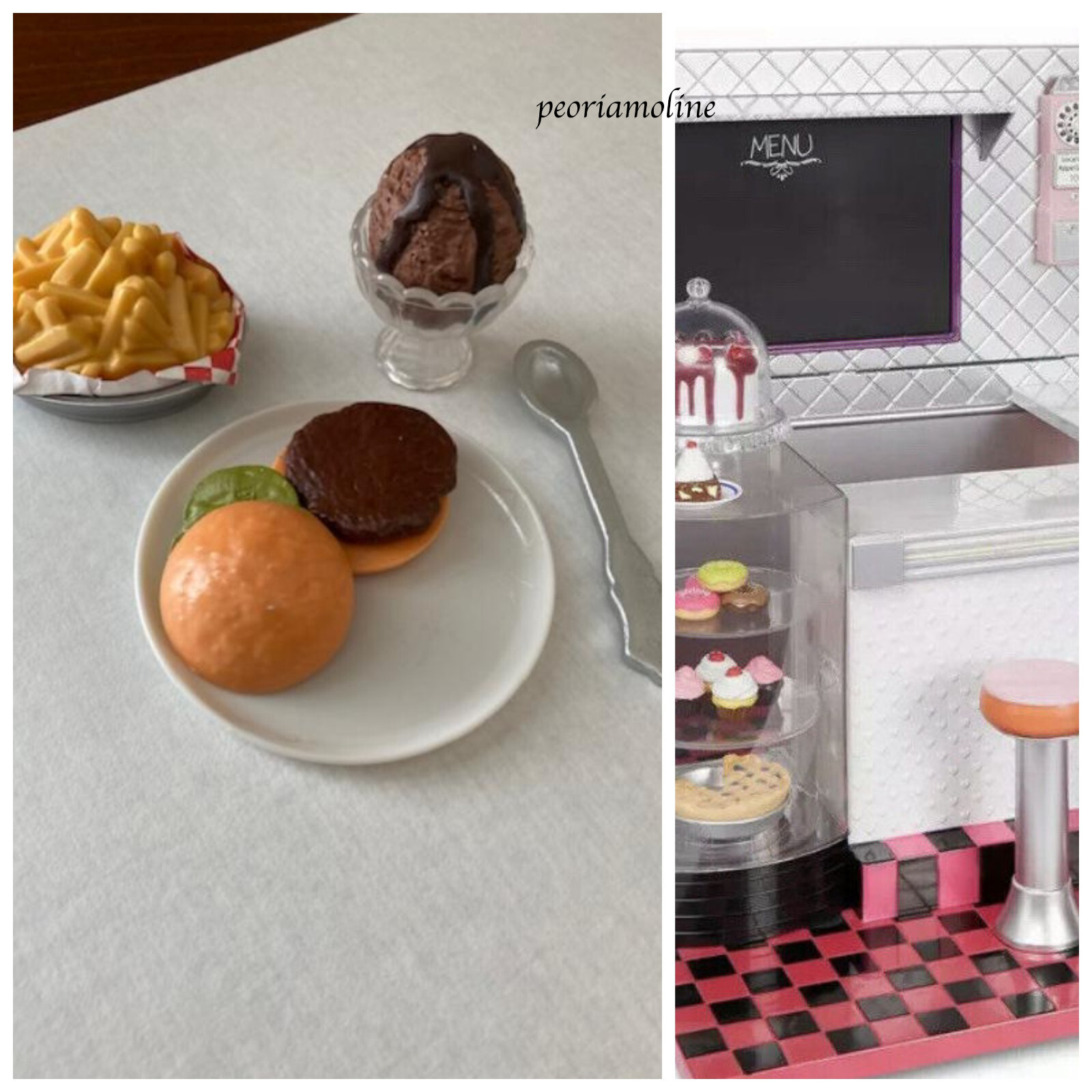 18"doll~retro Diner~hamburger~fries~ice cream~fits American 