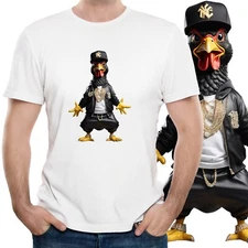 Bling Hip Hop Chicken Animal Meme Funny Cult Gamer Cool Gift Tee T Shirt V1