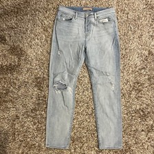 7 For All Mankind Luxe Vintage Josefina Womens 28 Button Fly Light Blue Distress