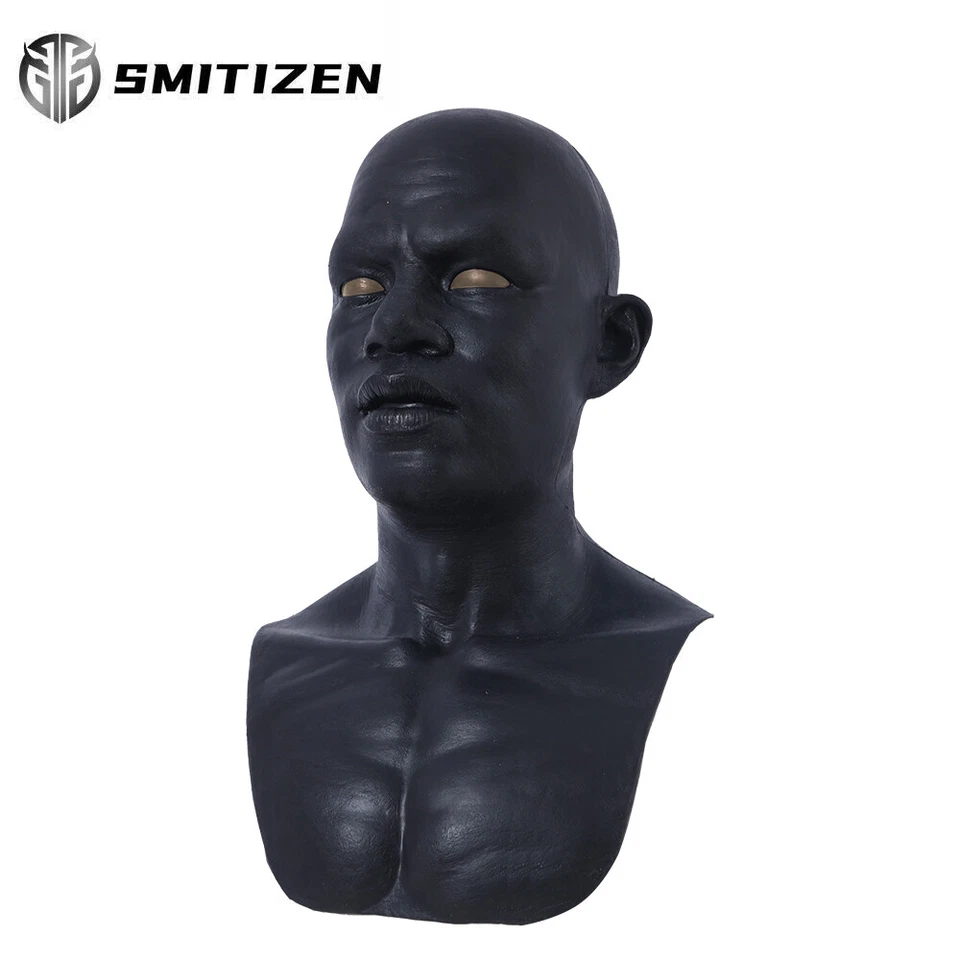 Máscara de silicona realista negra SMITIZEN Disfraz masculino Prendas para la cabeza Juegos con disfraces Mascarada Foto 3 de 4