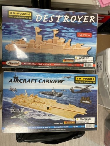 (2) wood 3D puzzles Navy Air Craft Carrier and Destroyer