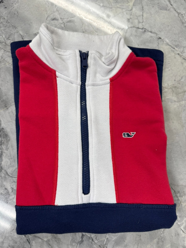 Vineyard Vines red/white/blue boys flag 1/4 zip pullover sweater. Size XL (18). - Picture 2 of 8