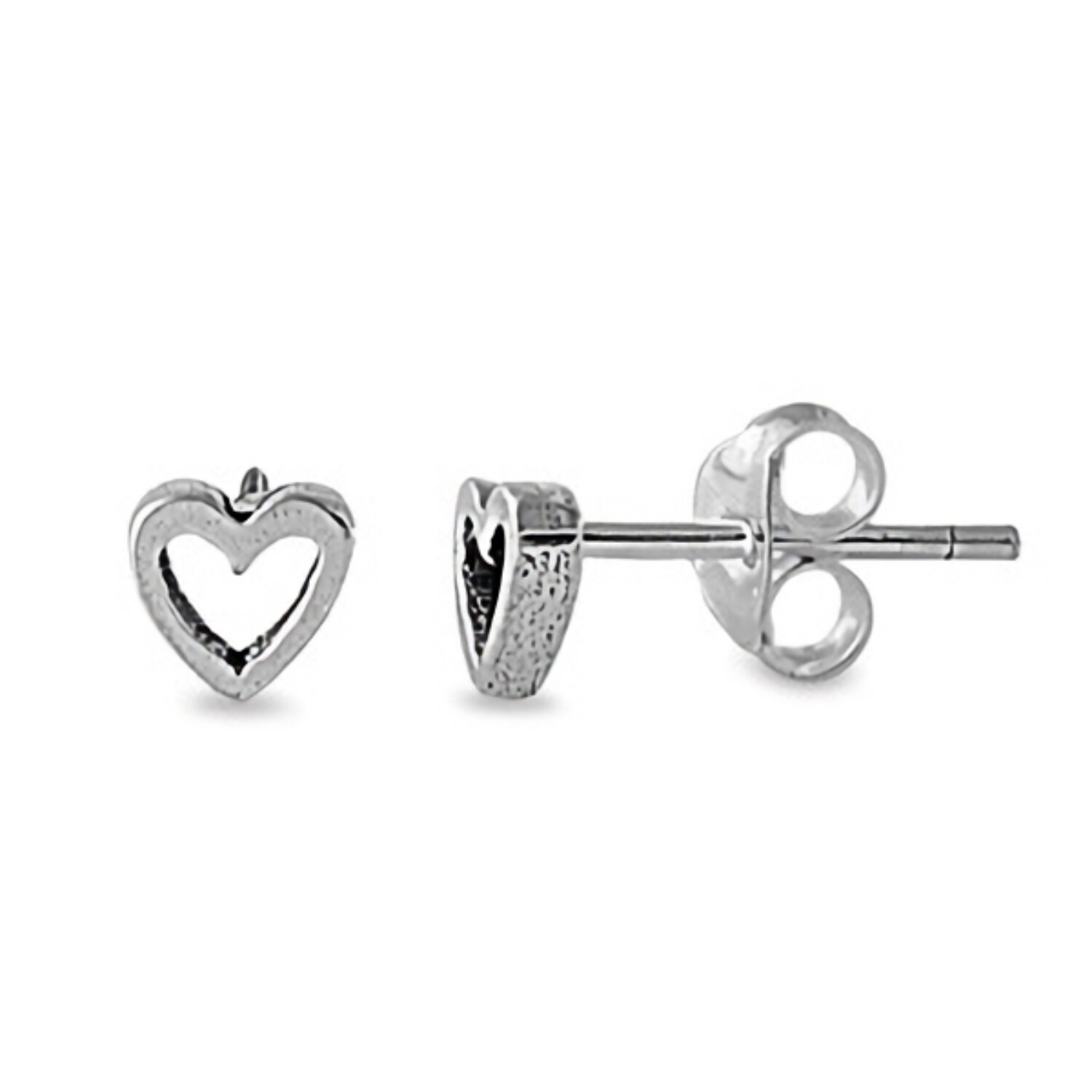 Open Heart Earrings 925 Sterling Silver 4mm Fashion Studs Push Back