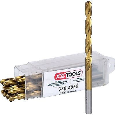 KS TOOLS HSS TiN Spiral Drill, 5mm, 10 Pack - Picture 1 of 4