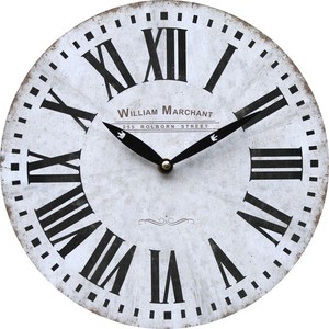 Uhr Wanduhr Küche Küchenuhr Vintage Bürouhr weiss Antikstil Nostalgie