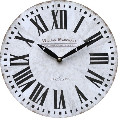 Uhr Wanduhr Küche Küchenuhr Vintage Bürouhr weiss Antikstil Nostalgie