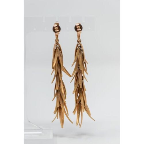 Pendientes colgantes vintage RL tono dorado pluma chile en cascada satinado cepillado - Imagen 2 de 4