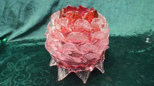 Böhmischer Rubin opalisierend Kunstglas Pfingstrose Fee Lampenschirm mit Clarkes Pyramidenschale