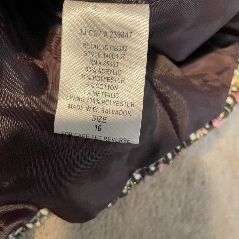 Blazer Koret Para Mujer Talla 16 Tweed Cinco Botones Blazer Tostado Multicolor Bolsillos Foto 2 de 4