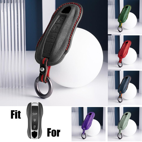 Suede Leather Car Key Case Cover For Porsche Cayenne Taycan Panamera 911 Macan