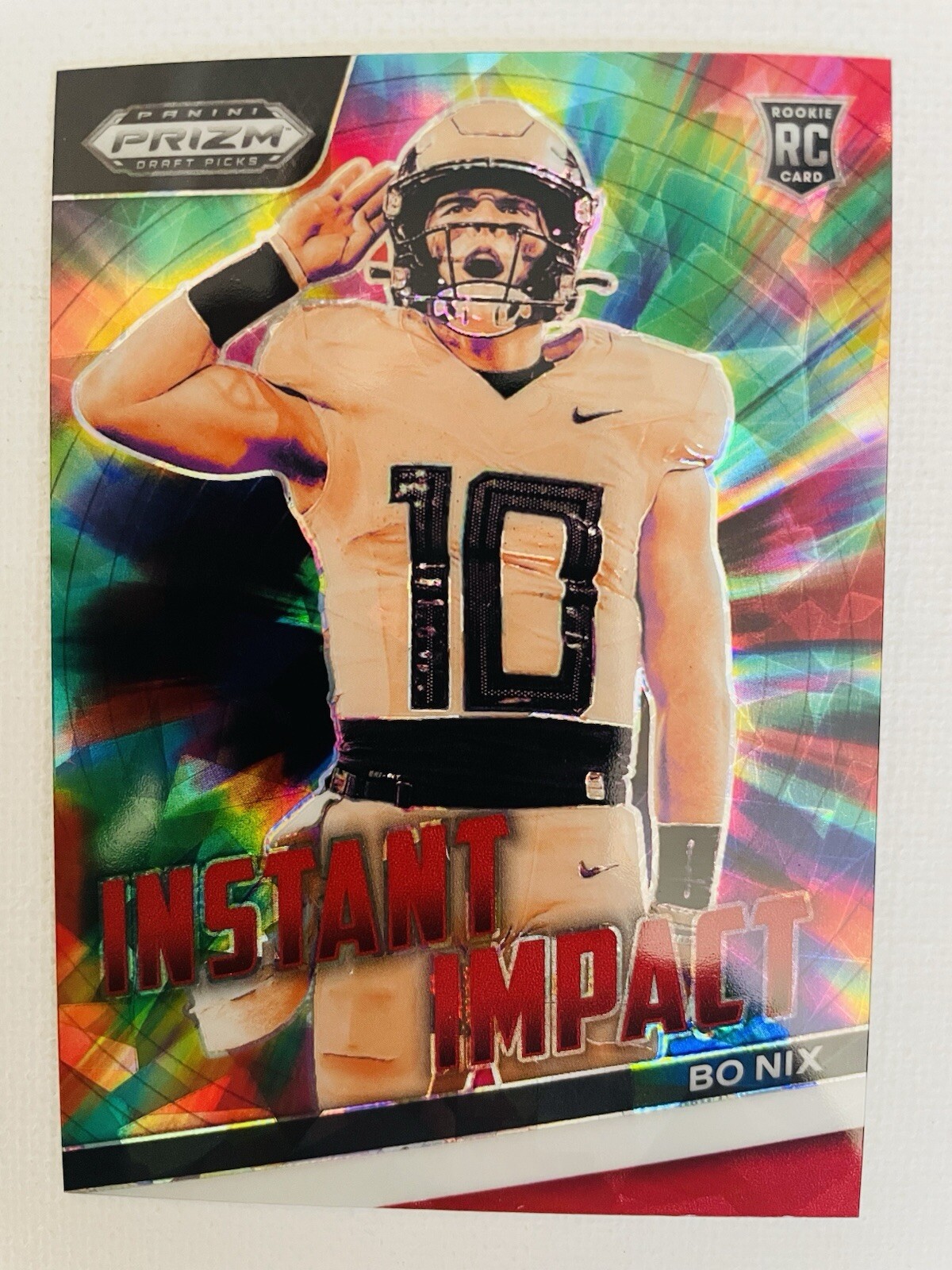 2024 Panini Prizm Draft Picks Bo Nix “Instant Impact” Red Ice RC #II-BN Broncos