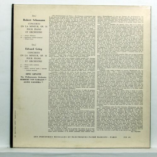 DINU LIPATTI - SCHUMANN & GRIEG piano concertos COLUMBIA FCX491 LP - Picture 2 of 2