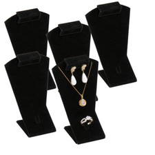 5pc Jewelry Combination Display Black Velvet Ring, Earring Mini Jewelry Set