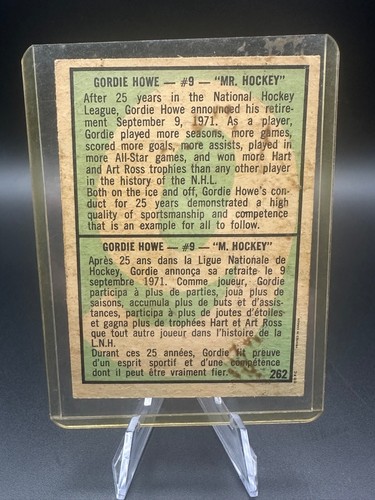 1971/2 #9 Gordie Howe O-Pee-Chee 262 Hockey NHL Special Collector's Card Detroit - Picture 2 of 2