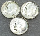 1946, 1946-D, 1946-S Roosevelt Dime Frosty White lot of BU & AU/BU 3 coins #J81