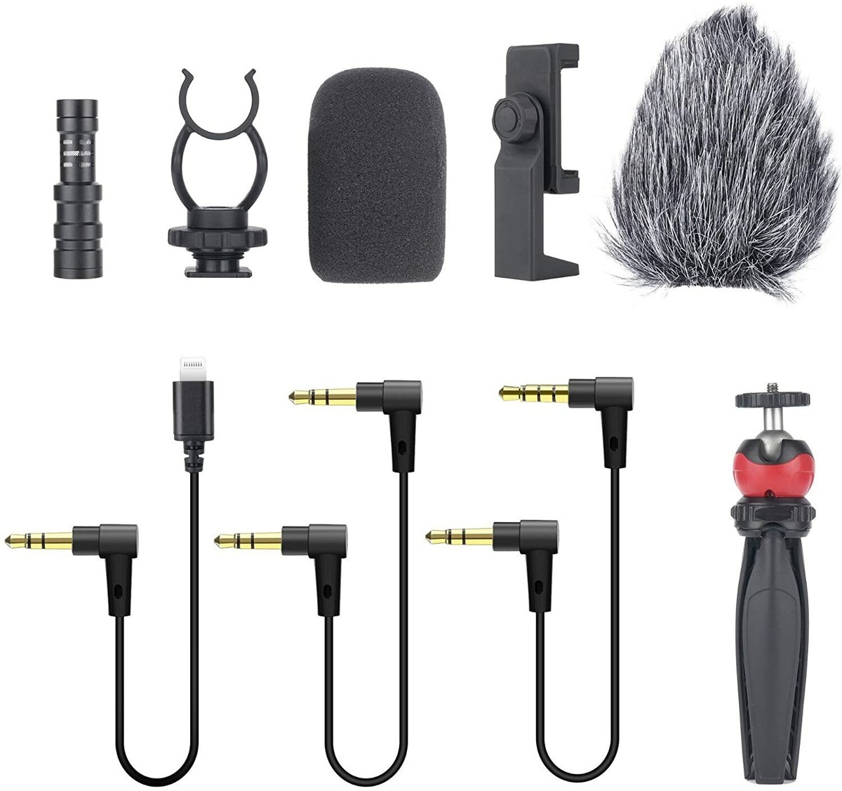 Microphone Rig Stabilizer Stand LED Video Light Kit Shotgun Mic Youtube Vlogger Video Making Vlogging Kit For Smartphone