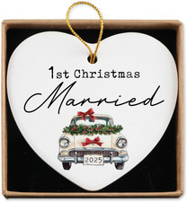 First Christmas Married Ornament 2025 Wedding Gifts for Couples 2025 Bridal Show
