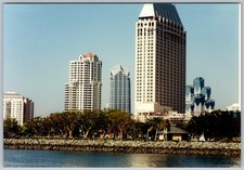 Vtg Color Snapshot Scenic San Diego Skyline Waterfront Park Skyscrapers 1990s