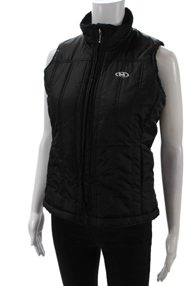 Chaqueta acolchada acolchada Marker para mujer negra con cremallera cuello alto sin mangas talla S Foto 2 de 4