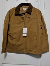 Wrangler Men's Corduroy Collar Canvas Work Jacket Quilted Lining Brown Size M