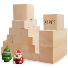 Basswood Carving Blocks for Crafts,24 PCS Whittling Wooden Blockss Kit with 3...