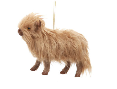 Kurt Adler Furry Highland Cow Ornament, 5.5''