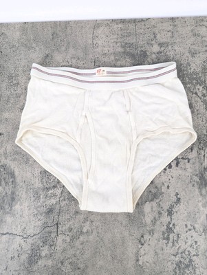 Vintage 70s Hanes Briefs Red Black Stripes Mens 38 Cotton White USA