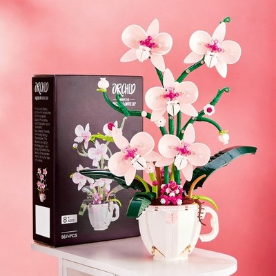 Blumenstrauß Bausteine Set Orchideen DIY Künstliche Blumen zum Basteln Geschenk