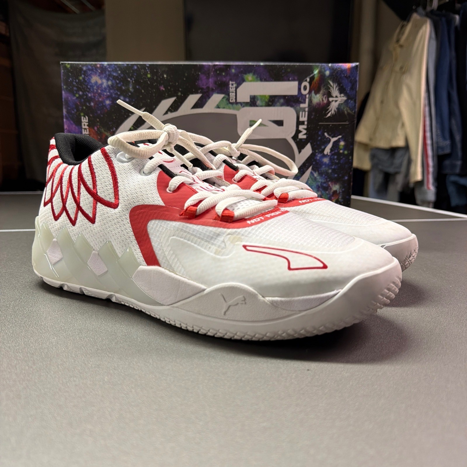 Puma MB.01 Low Team Color Red Men's Size 11.5 Red White Melo (Worn 2 Times) image 2