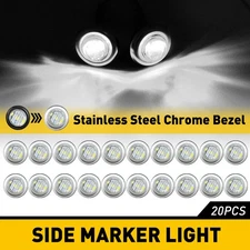 20PCS 12V Truck Van Trailer 3LED Side Clearance Marker Light Sealed White