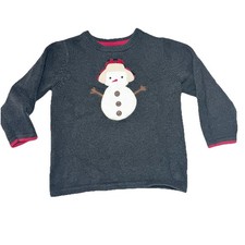 OshKosh Boys Cotton Wool Snowman Sweater Gray Red Trim Size 5 Holiday Winter