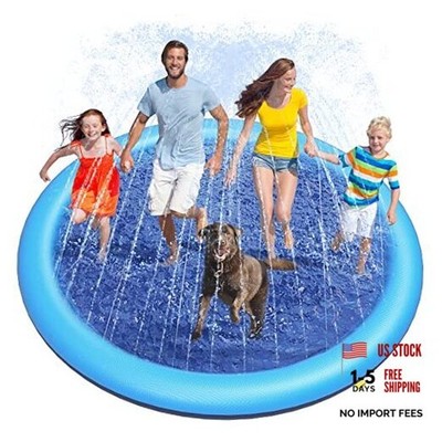 Splash Pad for Dogs & Kids, 97'' Anti-Slip Doggie Splash Pad, Thicken 97in Blue