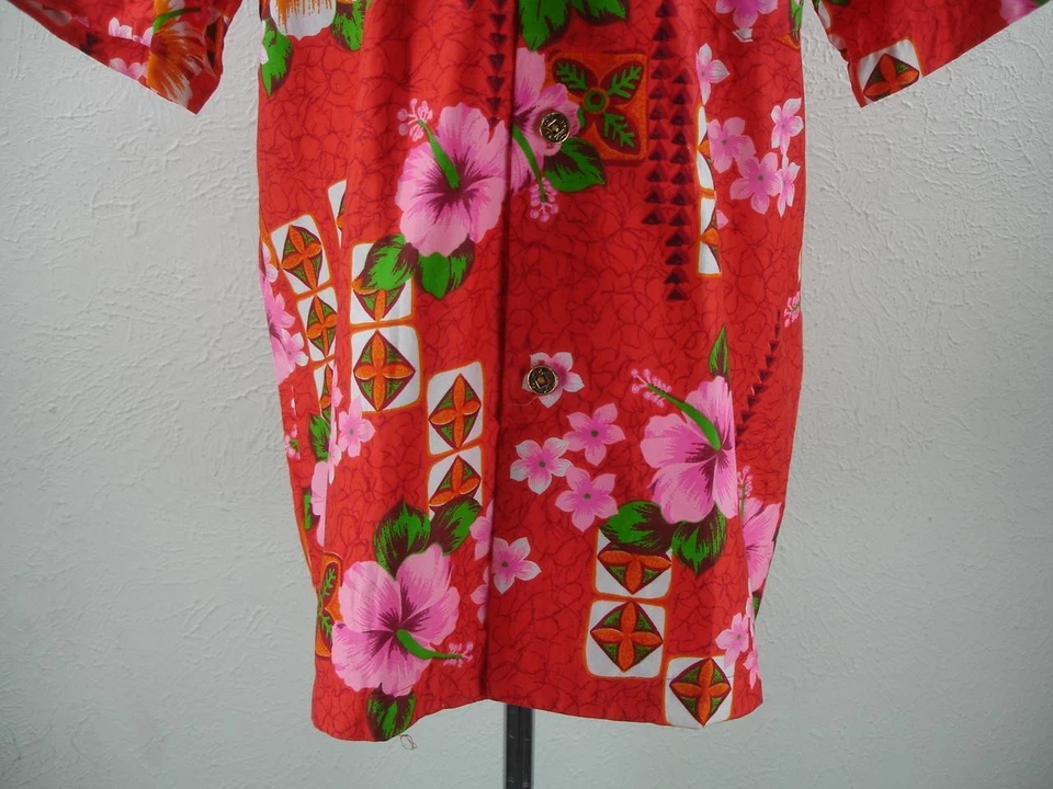 Antigo 1960 Royal Hawaiian Honeymoon Conjunto Feminino 12 Vestido Masculino Camisa M Barkcloth - Imagem 4 de 4