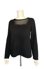 Vtg Liz Claiborne collection Lambs Wool Angora Nylon black Sweater Small